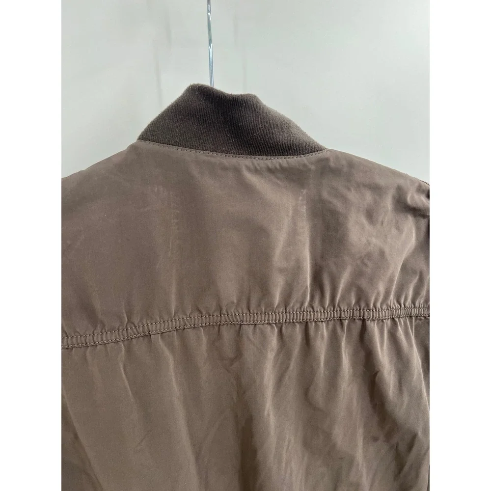 Armani Jeans Men's Bomber Jacket Size S Olive Brown Full Zip Ribbed Trim